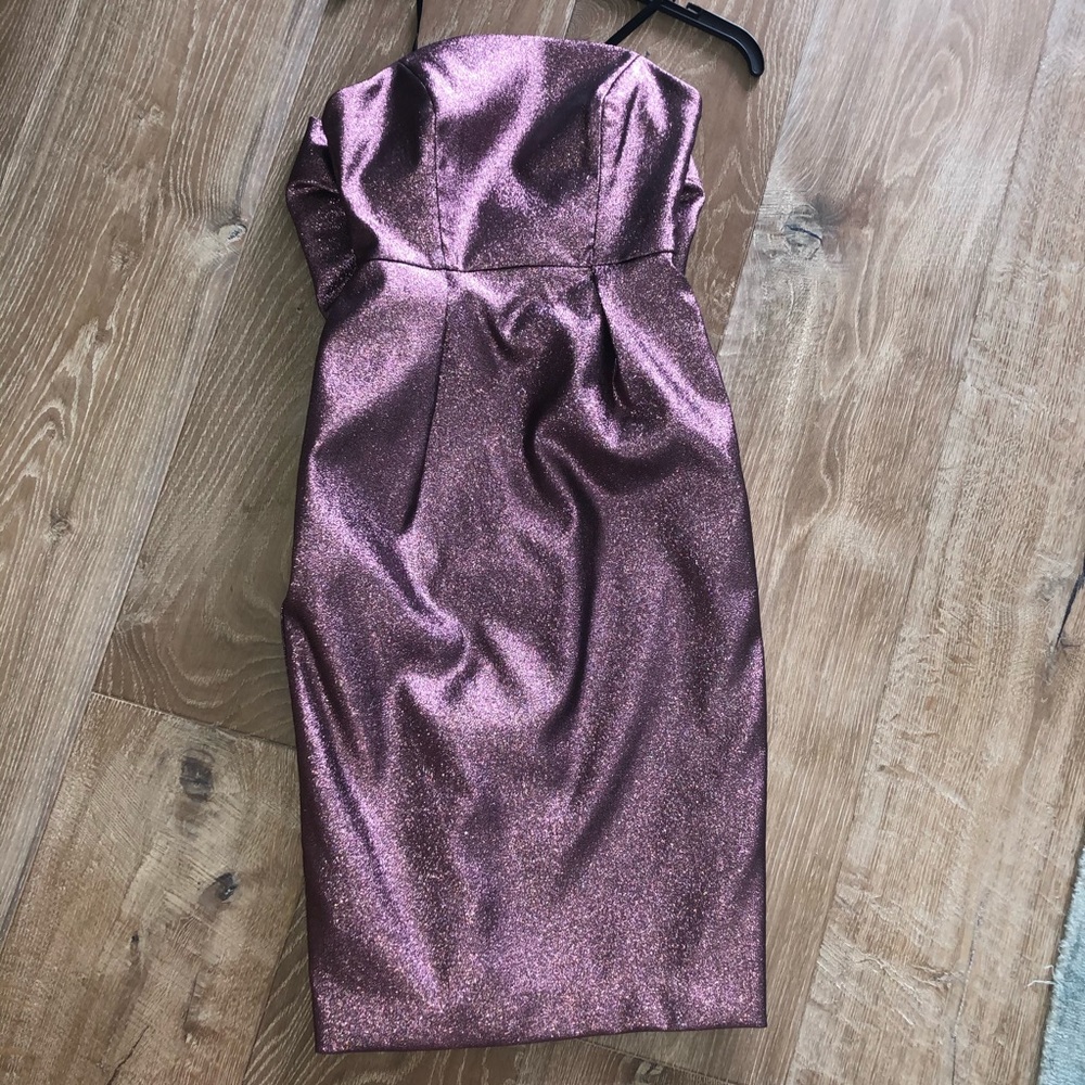 Milly Metallic Strapless Cocktail Dress